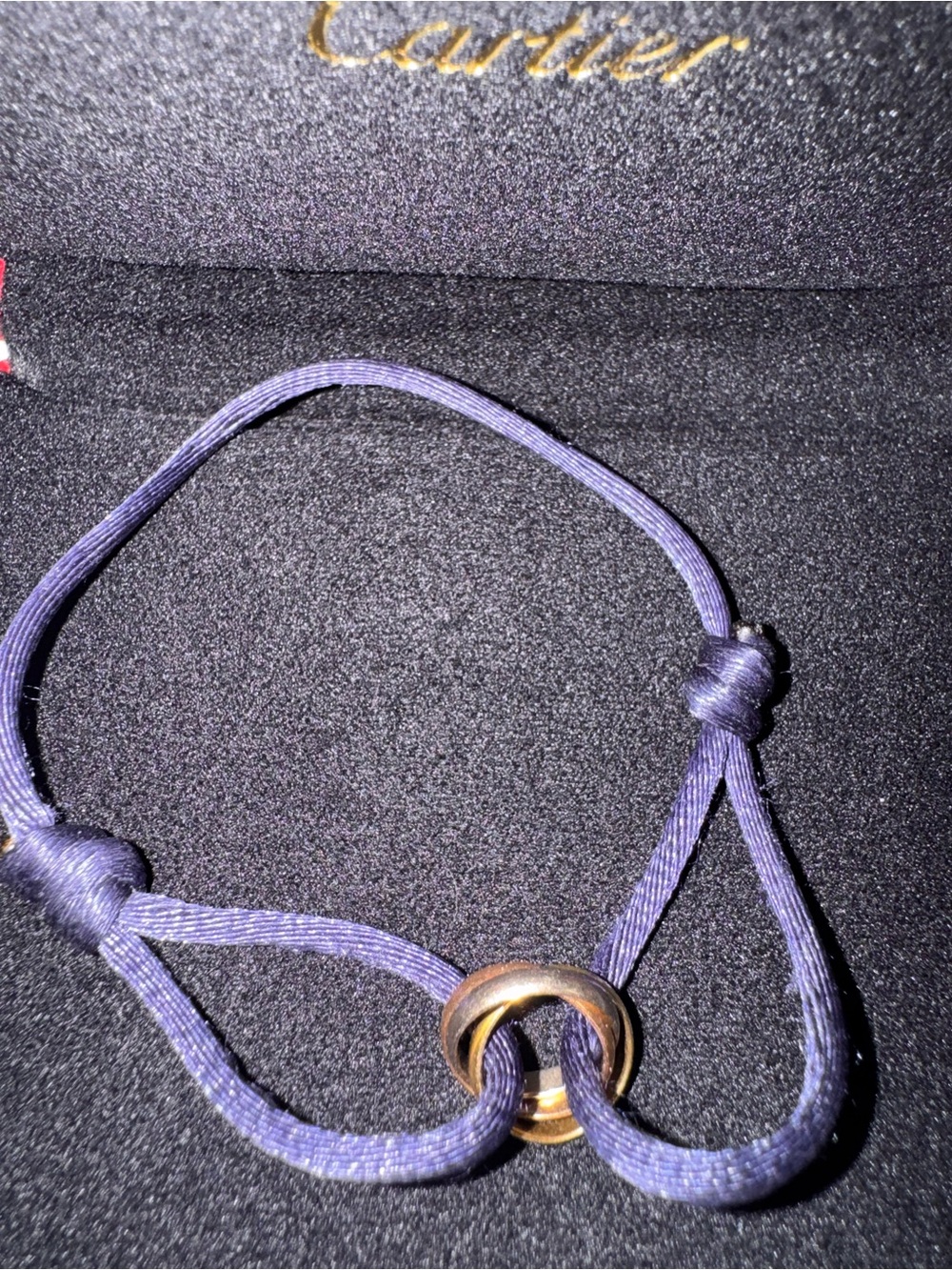 Full Set Cartier Trinity Silk Cord Bracelet (Navy Blue) - Picture 3 of 11